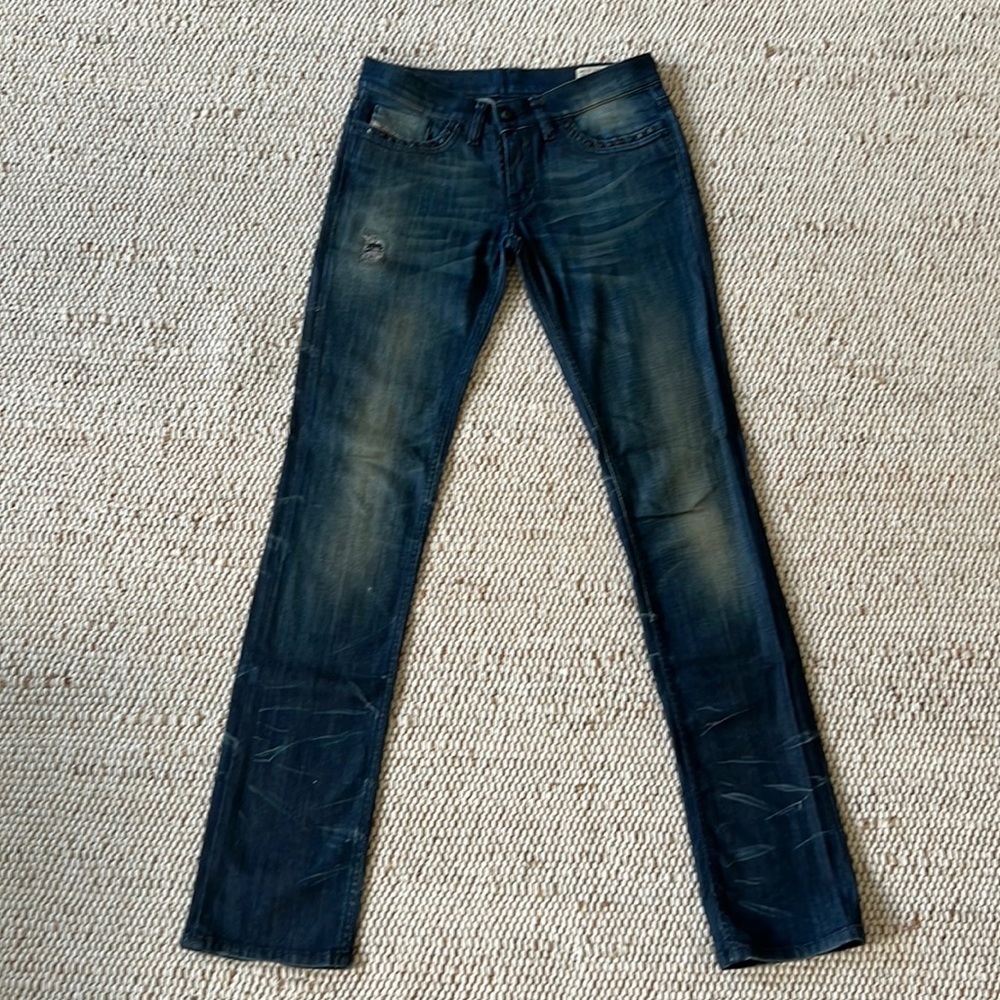 Diesel Liv Stretch 26x34 Womens Distressed Blue Jean Stud Pockets